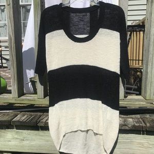 Banana republic high/low bl/wht striped sweater